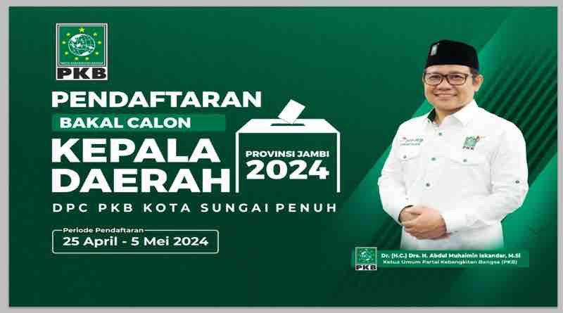 DPC PKB Kota Sungaipenuh Buka Pendaftaran Bakal Calon Walikota 2024